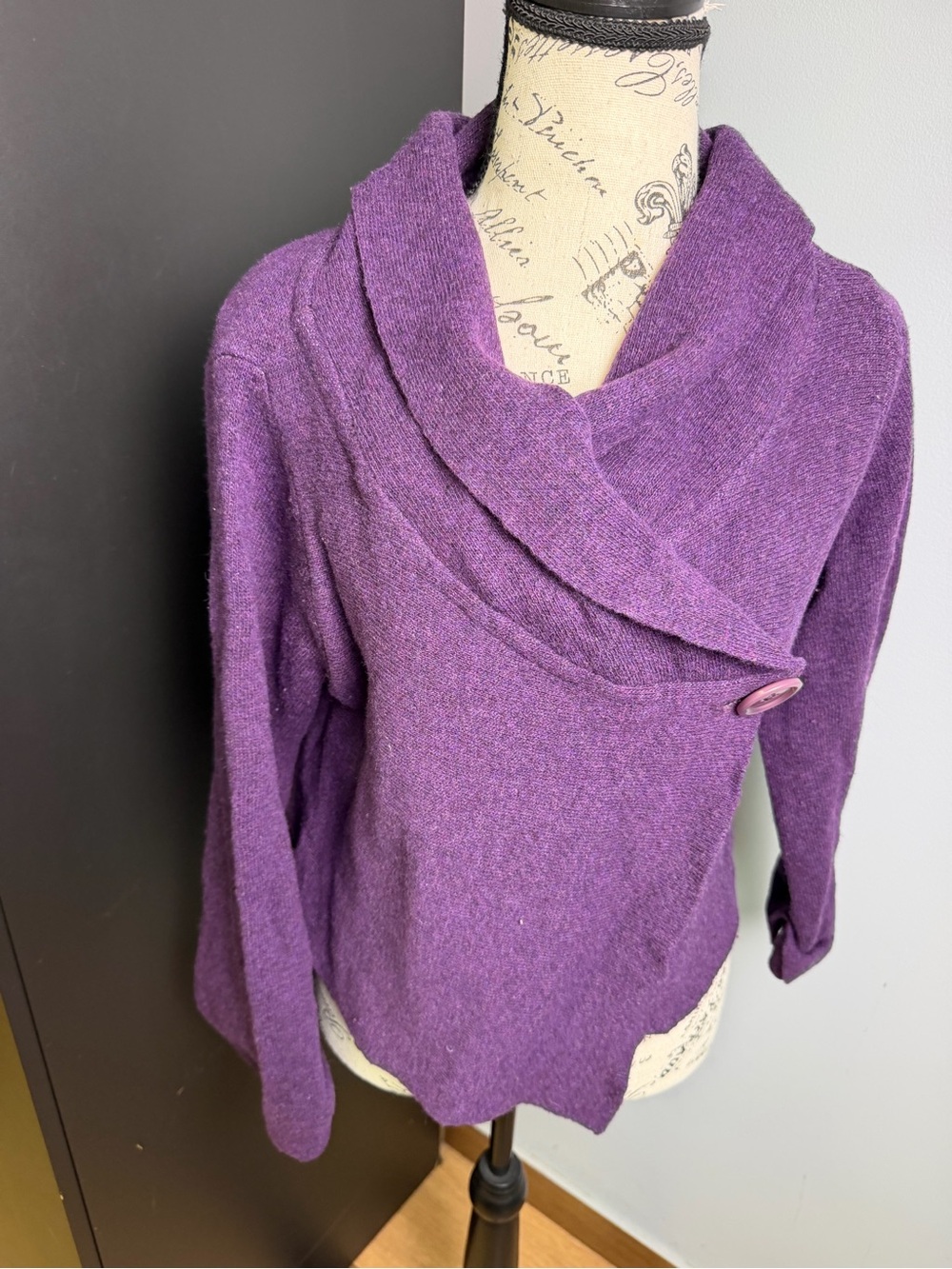 Chiaramente Wool Blend Purple Cardigan Size M